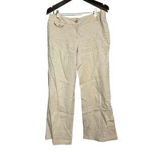 Loft Marisa Linen Pants Chino Khakis Straight Women Size 4 Beige Casual Relaxed